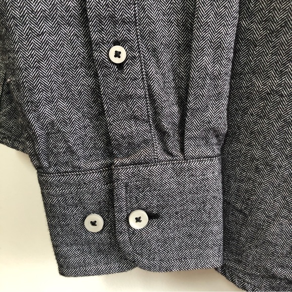 Untuck it Librando grey herringbone tweed button front shirt size L tall EUC - Picture 3 of 8